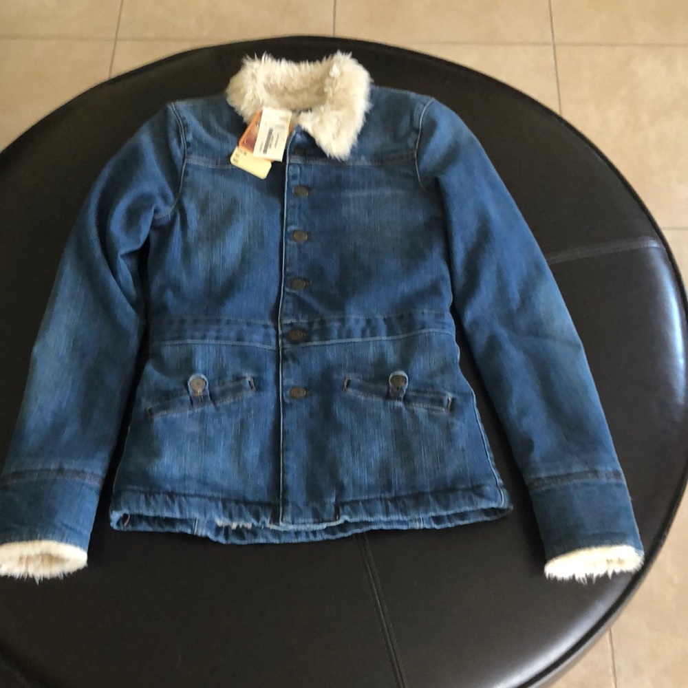 NWT Groovy Earl Jeans Sherpa Fleece Lined Jean Jacket Size P